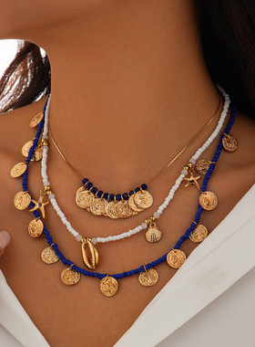 欧美跨境文艺复古风人像钱币项链