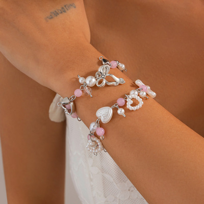 欧美跨境饰品甜美仿珍珠蝴蝶结手