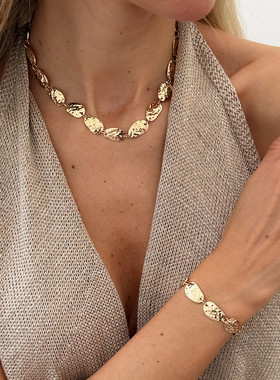 欧美跨境时尚轻奢金属敲打纹理拼