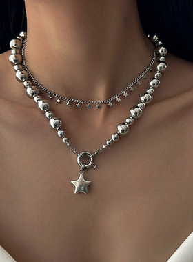 欧美跨境饰品甜酷金属叠戴choker