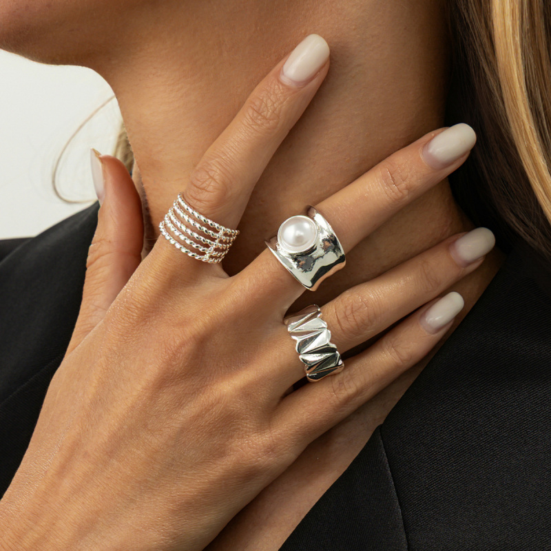 欧美跨境设计感液态金属褶皱宽面