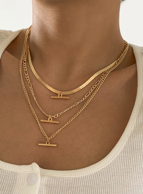 嘻哈复古蛇骨链条锁骨项链女欧美