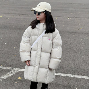 2025新款泡芙儿童鹅绒服中长款加厚男童女童羽绒服中大童洋气冬装