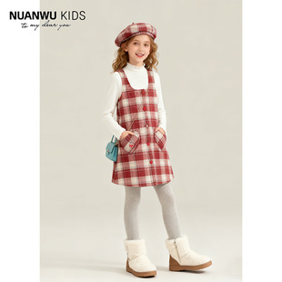 格子时髦洋气高级感甜美百搭连衣裙 2025新款 女童连衣秋冬季 裙套装
