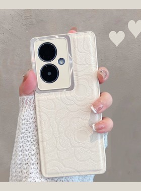 适用于vivoy78+手机壳新款女v2271a全包防摔y78十简约viv0丫vivo加曲屏vovoy山茶花viviy曲面屏voy皮纹vivov