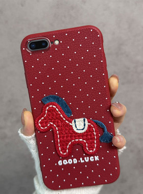适用于苹果6plus手机壳8plus新年款6sp马年iphone7p红色a1699防摔a1661软壳6p女ip八splus薄款p8波点q七spuls