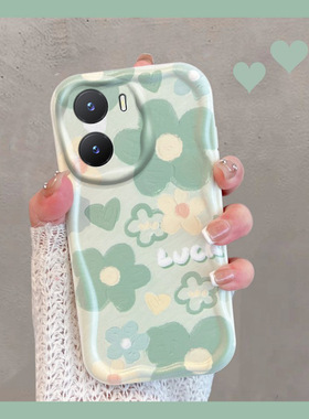 适用于vivoy35手机壳y35+小清新y35m十vivo绿色V2230A花朵V2279A新款女vovoy全包防摔viviy创意软壳viv0丫加