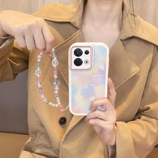 适用于opporeno8手机壳reno8pro新款pgbm10女pgam10全包oppor8por5g+防摔oppo带手链opopreno85g十0pporeno加