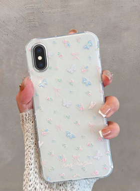 适用于苹果x手机壳xs不包镜头xsmax新款xr女iphone8x小清新10xmax蝴蝶iponex薄款xsm叉s防摔套ix创意ins风ipx