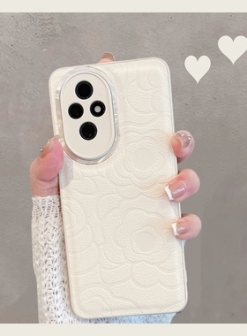 适用于华为荣耀200手机壳honor200pro新款女eli一an00全包防摔x200p简约p200por曲面屏山茶花二百曲屏高级感