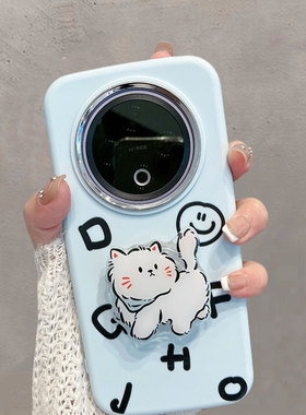 适用于vivoy500手机壳新款女V2506A可爱猫咪viv0y500pro带支架voviy软壳voy浅蓝色viviy步步高vovoy维沃丫por