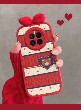 适用于华为mate50手机壳mete50pro女meta50e可爱m50蝴蝶结matepro2023新款mt505g红色meite5o全包ro系列por5g