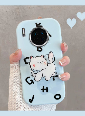 适用于华为mate30手机壳m30pro新款mt30epro5g带支架可爱mete305g版meta3o猫咪por全包防摔ma30p曲面屏软壳女