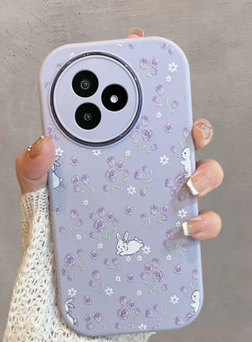 适用于红米k80至尊版手机壳紫色小清新redmik80ultra花朵可爱兔子red米k80u全包防摔k8ou个性创意保护套