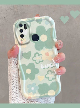 适用于vivoy50手机壳小清新v1965a绿色y50vivo花朵viviy新款女voviy全包防摔vovoy创意软壳voy步步高viv0丫50