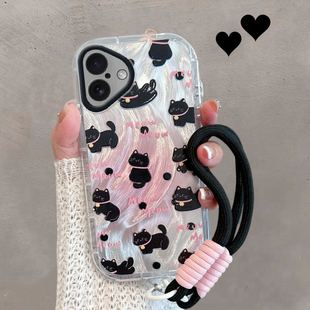 适用于苹果16手机壳iphone17pro可爱i16promax创意16plus小猫咪ip16p新款女iph十六por全包pm防摔pmax十七air