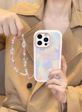 适用于苹果14手机壳i14pro新款ip14plus带手链promax平果por十四pr0手绳14p1us全包ro镜头pm防摔ipone女pmax