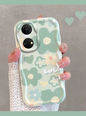 适用于华为荣耀畅玩30plus手机壳小清新cma一an00绿色花朵玩畅p30新款女三十puls全包防摔三零cmaan00软壳夏