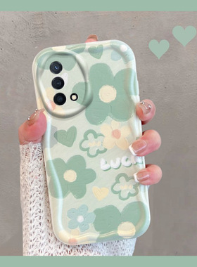 适用于oppok9手机壳真我q3pro狂欢板gt大师版pexm00小清新rmx3142绿色0pp0k9花朵opk95g新款女全包防摔软壳夏