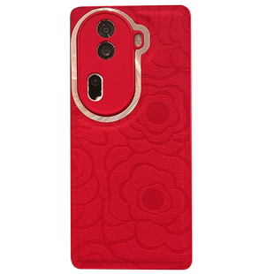 适用于opporeno11pro手机壳0pp0reno11pro5g新年红por女山茶花pjj110全包防摔新款opopreno简约opporeon红色