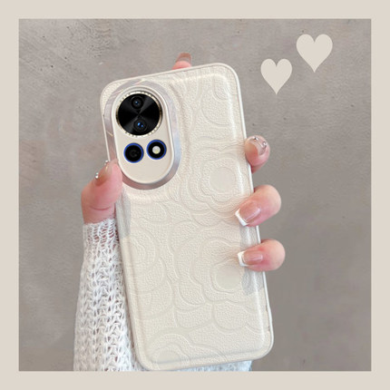 适用于华为nova13手机壳12pro新款女novo12ultra全包防摔nowa简约nava山茶花皮纹navo纯色note12u花朵n12por