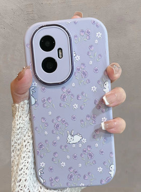 适用于华为荣耀300手机壳300pro紫色小清新amm一an00花朵amp-anoo可爱honor3oo兔子p300por全包防摔三百x300