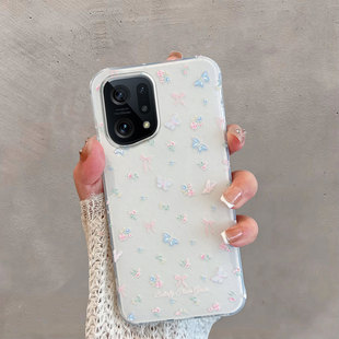 x5小清新por蝴蝶opx薄款 女find oppofinx防摔创意 新款 适用于oppofindx5手机壳findx5pro不包镜头pffm10天玑版