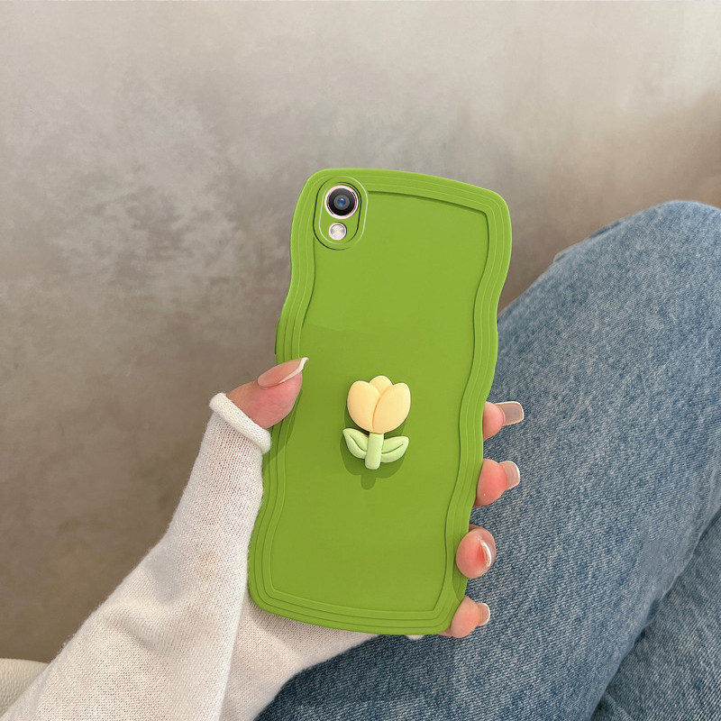 适用oppor9手机壳r9m新款oppr9tm小清新opr9km绿色0pp0立体0ppor9花朵