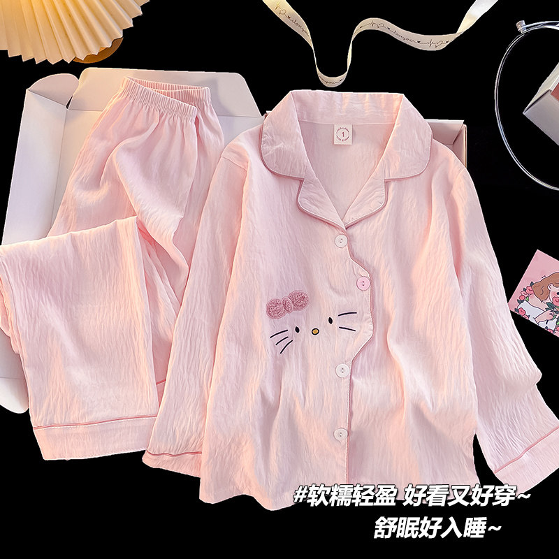 女童睡衣春秋季薄款云朵棉长袖套装中大童可爱公主夏季儿童家居服
