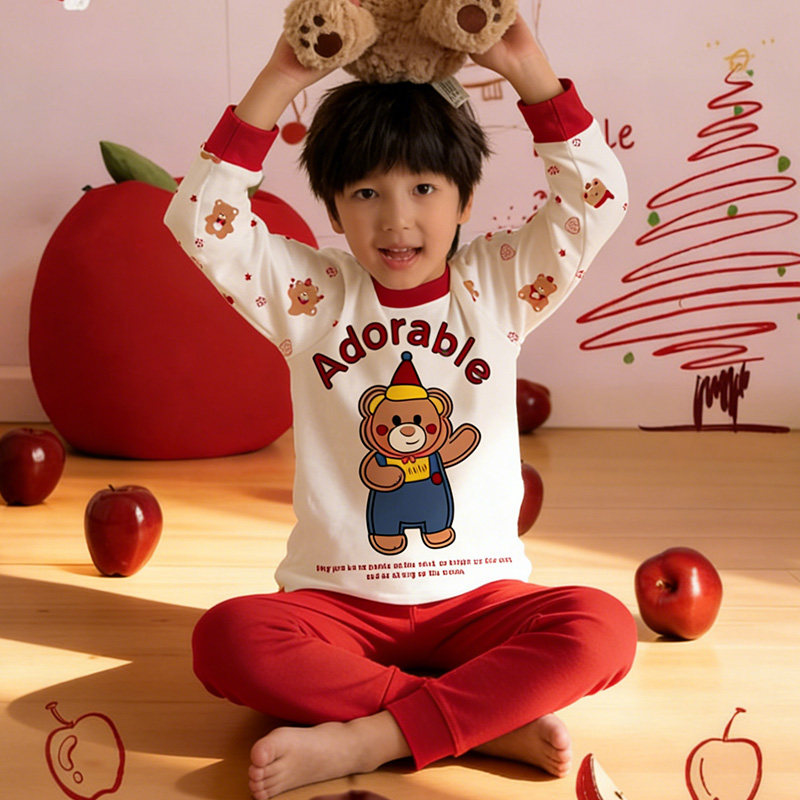 儿童内衣套装本命年红马年衣服纯棉保暖新年宝宝男童秋衣秋裤全棉