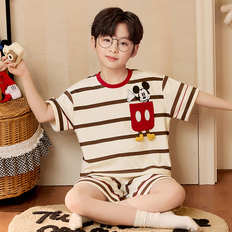 夏款卡通套装儿童睡衣男童夏季短袖纯棉薄款男孩中大童休闲家居服