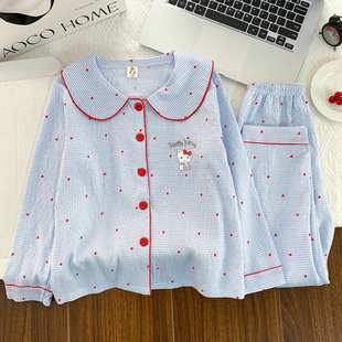 儿童睡衣女童纯棉长袖薄款秋季中大童凯蒂猫公主宝宝家居服套装