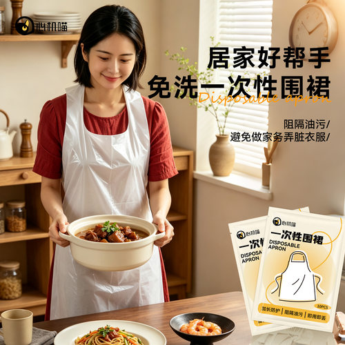 一次性加厚防水防油透明围裙