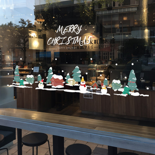 圣诞装饰玻璃门防撞腰线静电贴