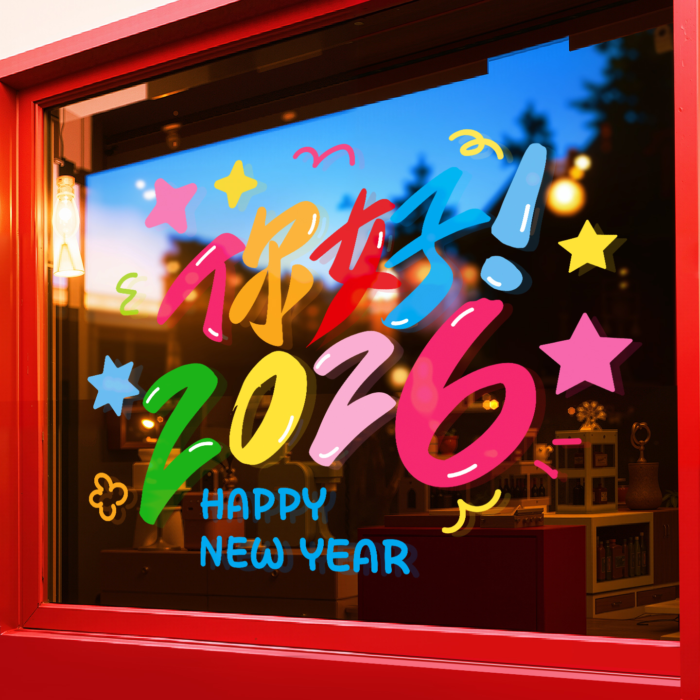 2026元旦新年窗花马年贴纸