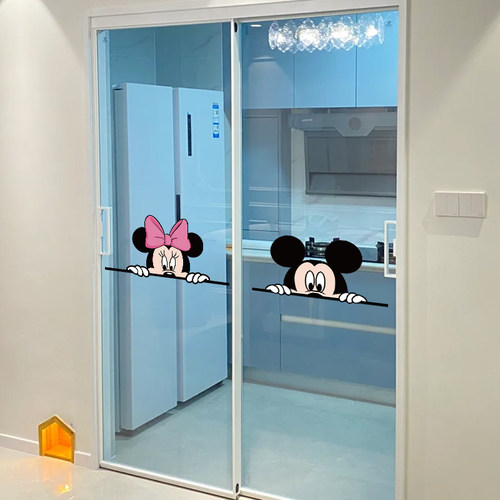 米奇卡通防撞装饰玻璃贴