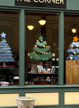 圣诞节装饰贴纸圣诞树静电贴橱窗玻璃门贴窗户氛围布置窗花贴画