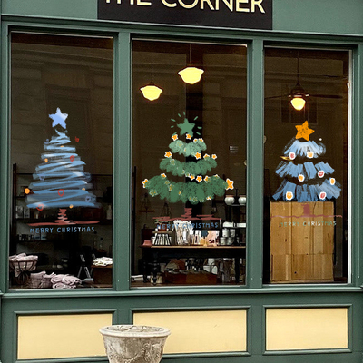 圣诞节装饰贴纸圣诞树静电贴橱窗玻璃门贴窗户氛围布置窗花贴画