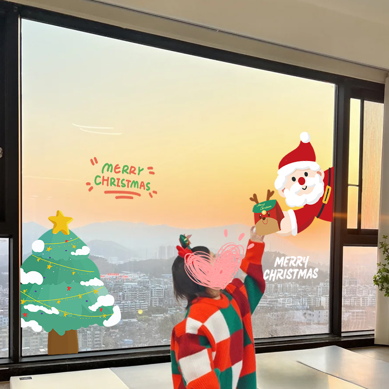 圣诞节装饰品拍照打卡静电贴节