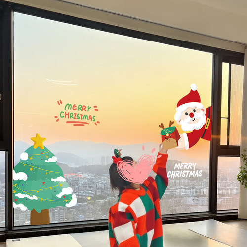 圣诞节装饰品拍照打卡静电贴节