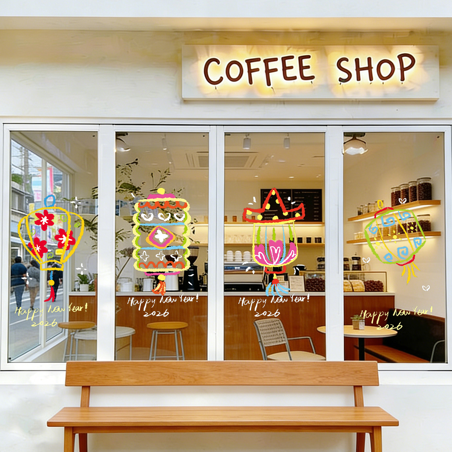 2026新年装饰窗花灯笼静电玻璃贴纸场景氛围布置春节马年门贴装扮,家居饰品,门贴,淘宝优惠券,粉丝福利购,淘宝优惠卷