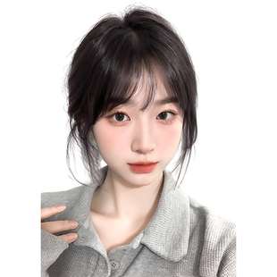 空气刘海假发女片头顶全真发法式假刘海片无痕逼真蓬松轻薄齐刘海
