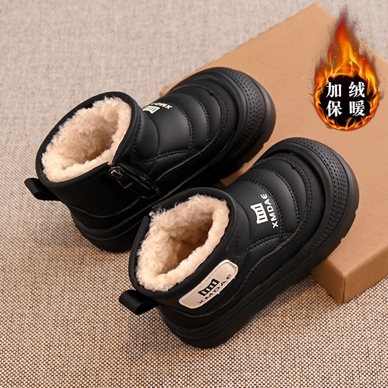 ABC defier儿童雪地靴男童冬款加绒加厚保暖防水棉鞋女童粉色棉靴