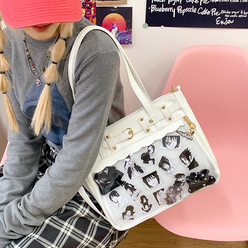 日系大食量痛包休闲女包格纹学生斜挎包可爱单肩包大容量托特包女