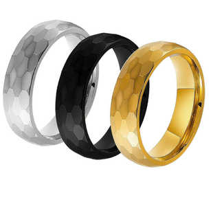 捶打纹情侣对戒ring饰品不锈钢指环宽女式 戒指手饰大号12号首饰