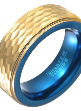 金色合金手饰品捶打纹欧美男士钛钢大号戒指ring扳指首饰手饰品