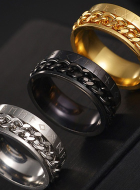 可转动钛钢不锈钢钛钢指环太钢大