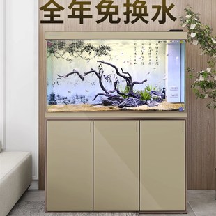 大型鱼缸客厅玻璃水族箱隔断超白家用下过滤底滤鱼缸H2Y
