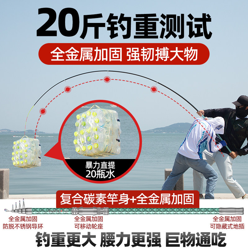 名伦旗舰鱼竿悍将海杆抛竿钓鱼竿套装组合鲢鳙全套超硬大物远投竿