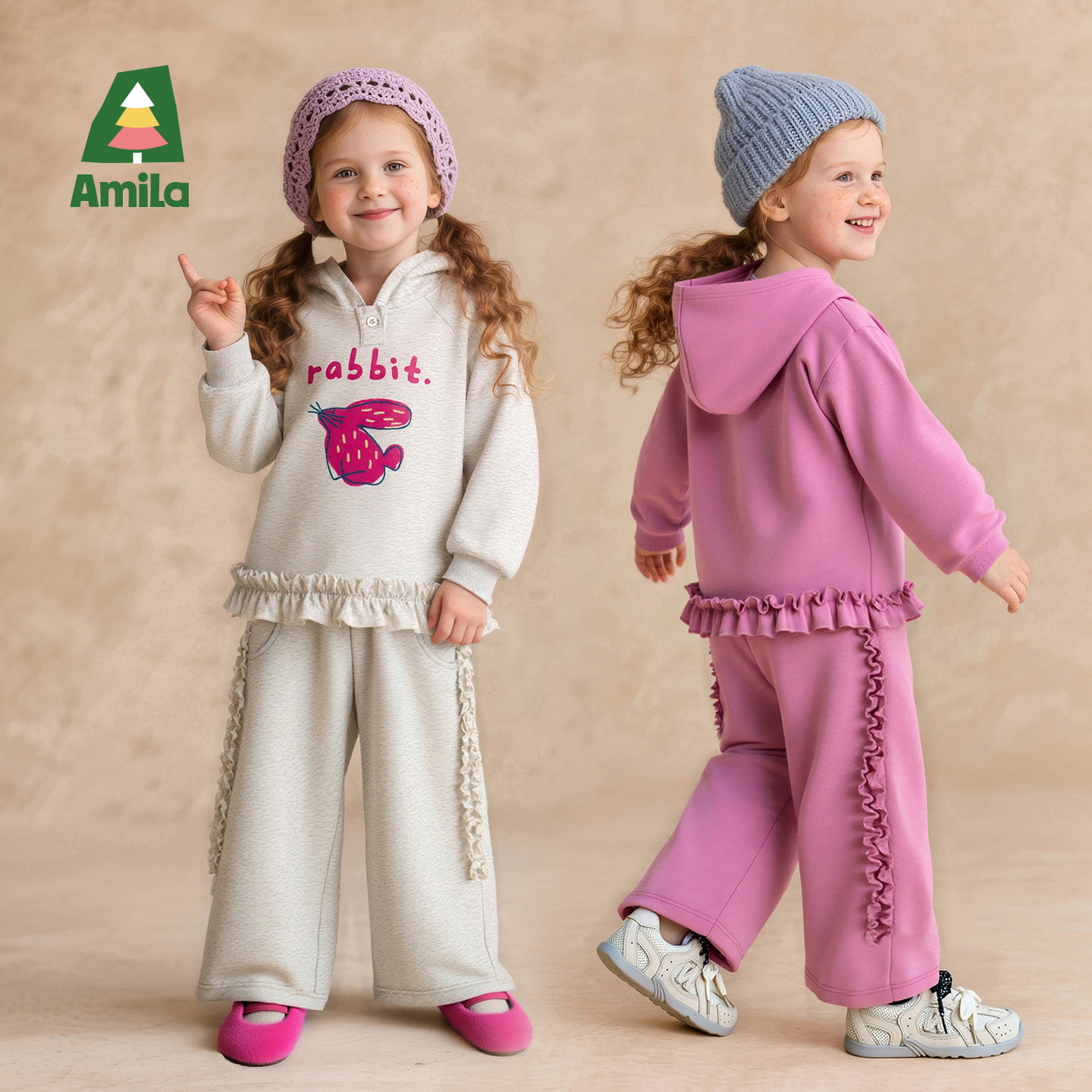 Amila女童卫衣套装加绒两件套冬